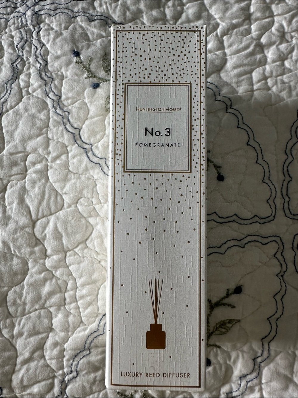 Huntington Home White & Gold No.3 Pomegranate Reed Diffuser Box